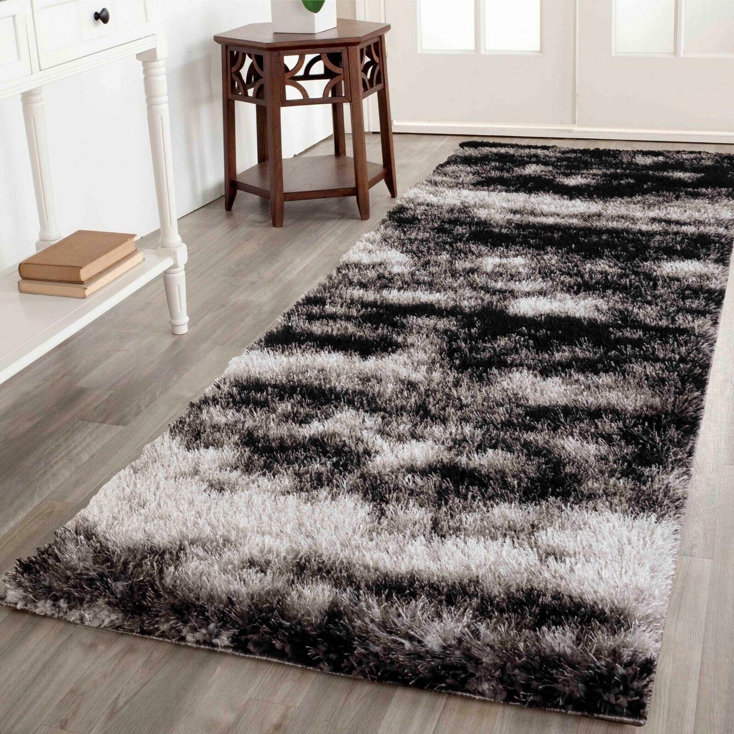 California Modern Soft Two Tone Shimmer Shaggy Area Rugs - 3 Colours Available