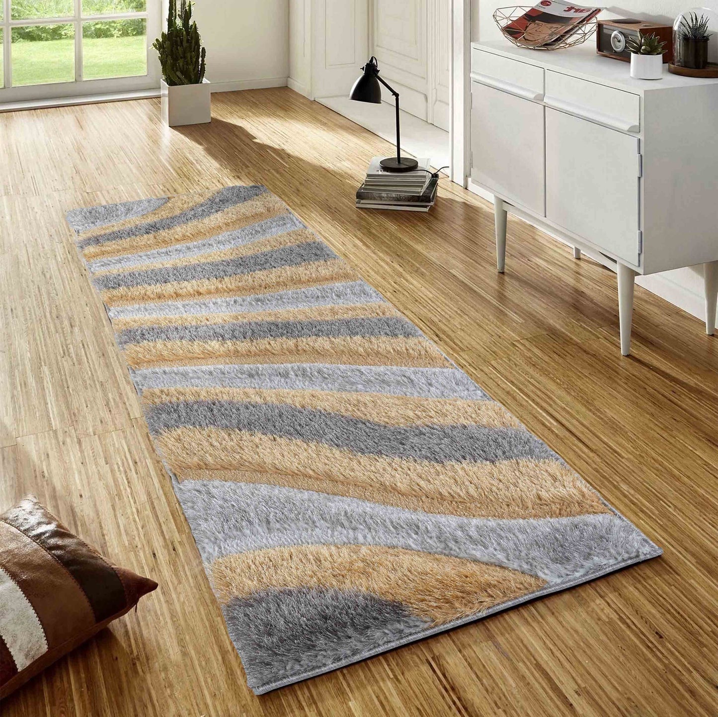 California Modern Soft Waves Shimmer Shaggy Area Rugs - 3 Colours Available
