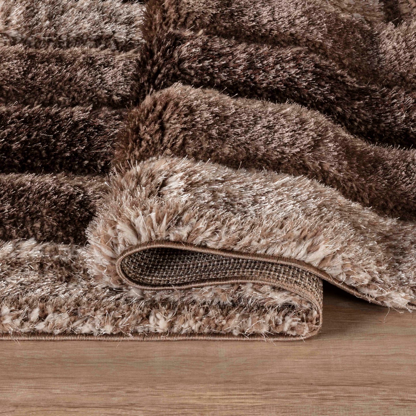 California Modern Soft Bordered Shimmer Shaggy Area Rugs - 2 Colours Available