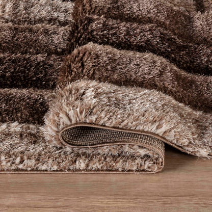 California Modern Soft Bordered Shimmer Shaggy Area Rugs - 2 Colours Available