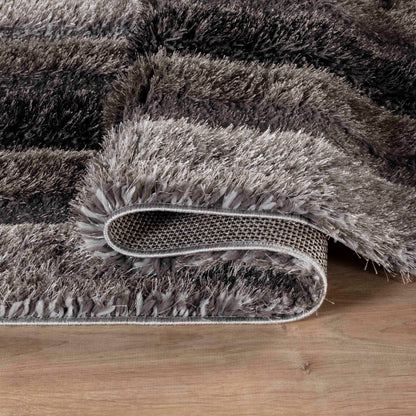 California Modern Soft Bordered Shimmer Shaggy Area Rugs - 2 Colours Available