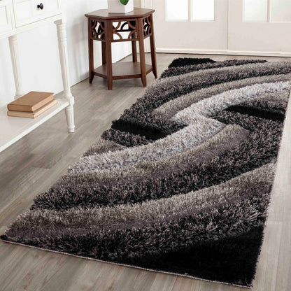 California Modern Soft Swirl Shimmer Shaggy Area Rugs - 3 Colours Available