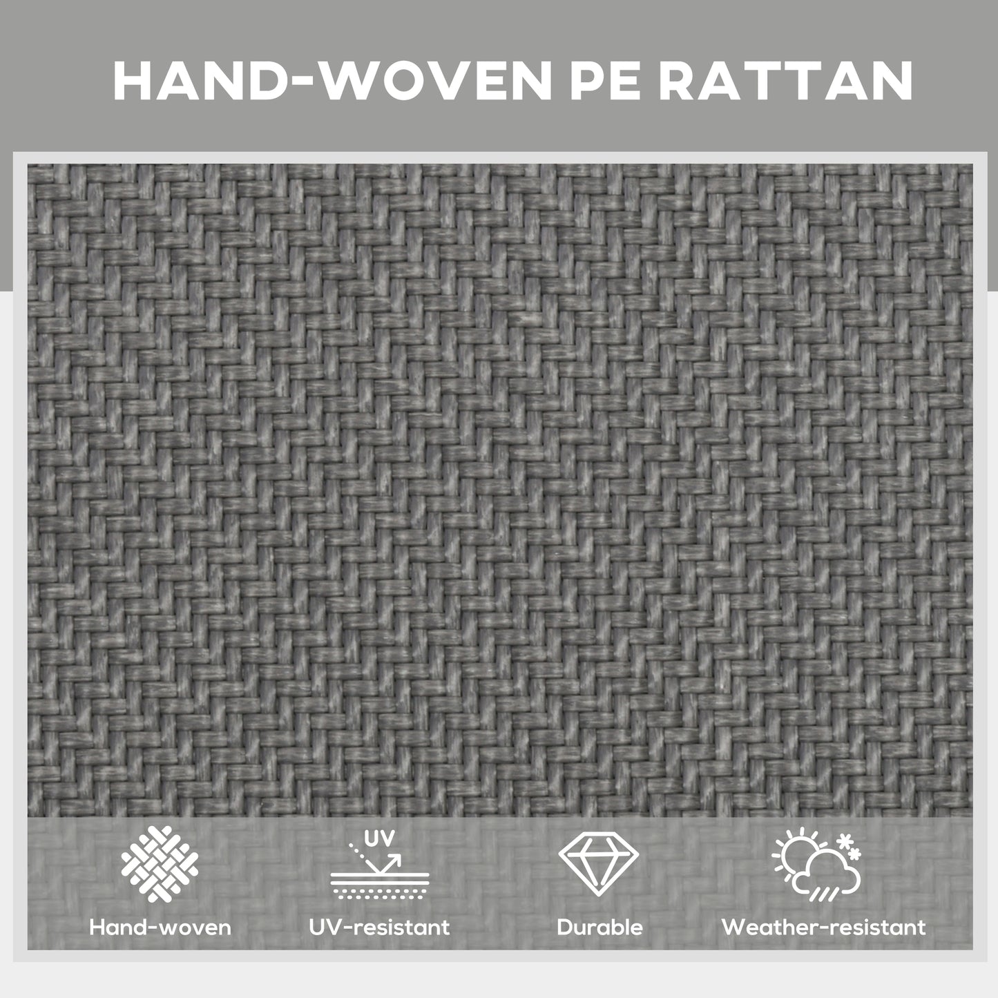 Foldable Rattan Sun Lounger with 5-Level Adjust Backrest, Recliner Chair, Grey