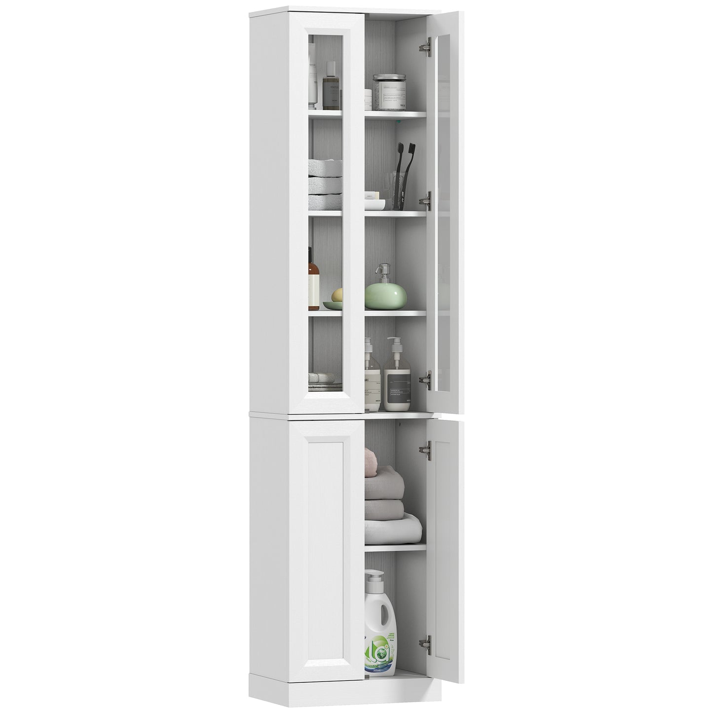 Tall Bathroom Storage Cabinet, 6-Tier Bathroom Cabinet, White