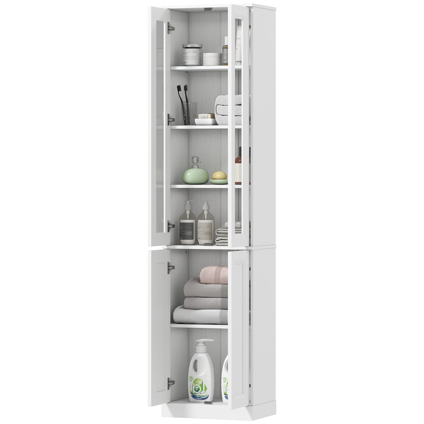 Tall Bathroom Storage Cabinet, 6-Tier Bathroom Cabinet, White