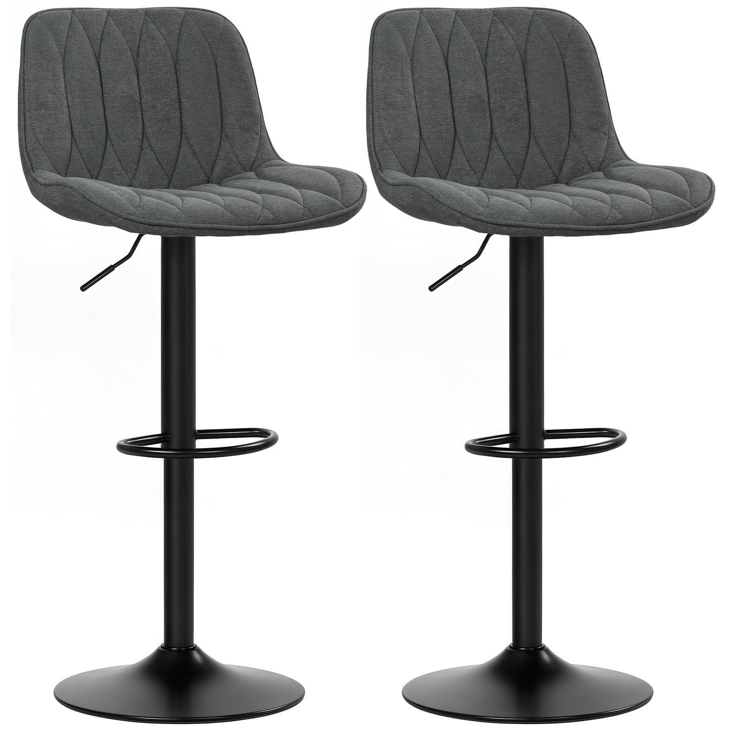 Bar Stools Set of 2, Modern Armless Bar Chairs, Charcoal Grey