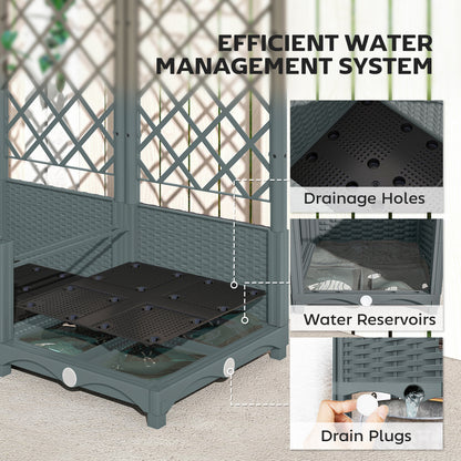 Plastic Planter Box with Trellis, Vegetable Planter w/ Drain Plugs