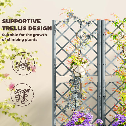 Plastic Planter Box with Trellis, Vegetable Planter w/ Drain Plugs