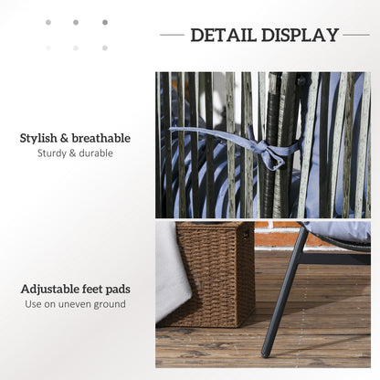 Rattan Leisure Chair w/ Cushion, Garden Egg Chair with Headrest, Grey