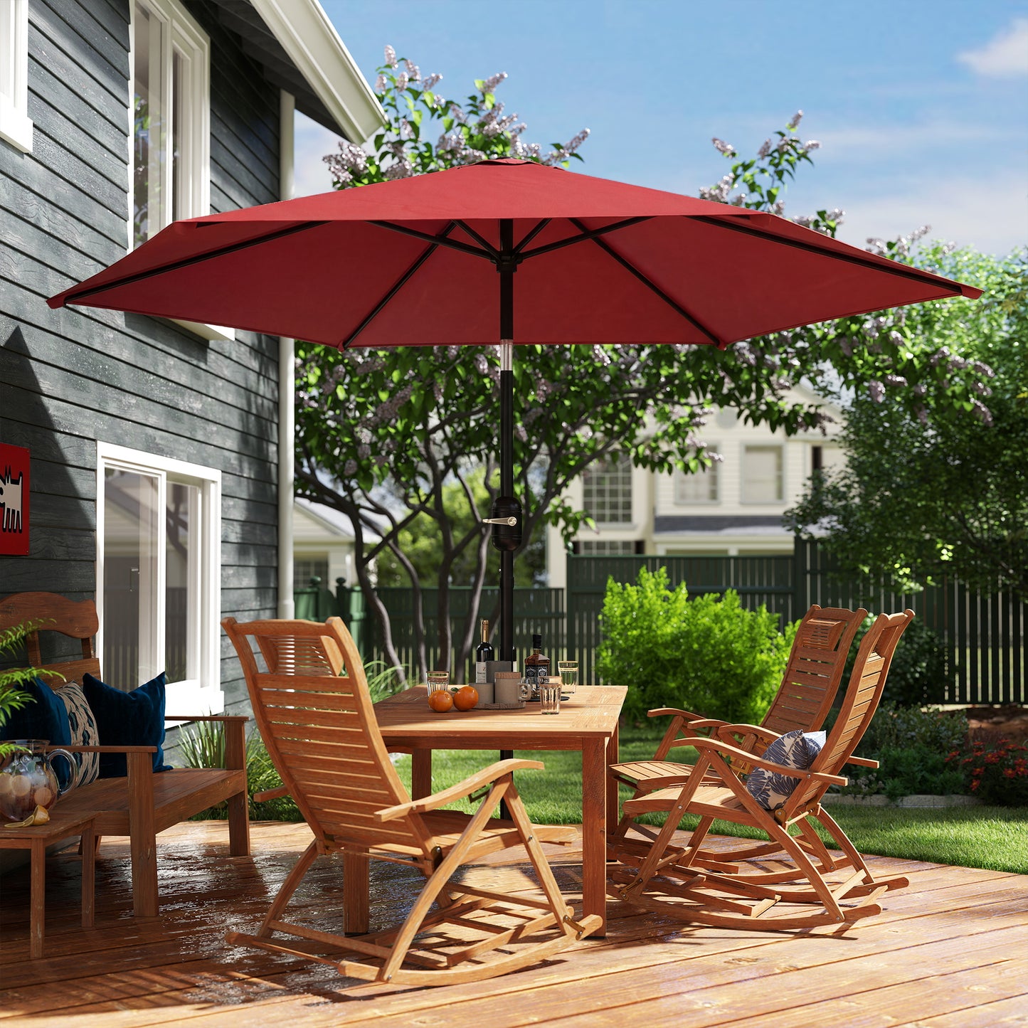 2.6M Garden Parasol Umbrella with Aluminium Pole, Tilt, Crank