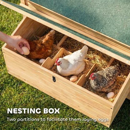 Chicken Coop with Nesting Box, Openable Top, Pull-Out Tray, Yellow
