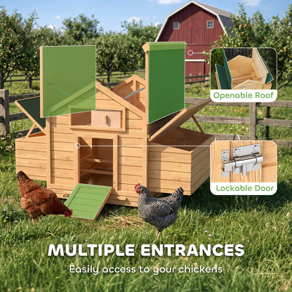 Chicken Coop with Nesting Box, Openable Top, Pull-Out Tray, Yellow