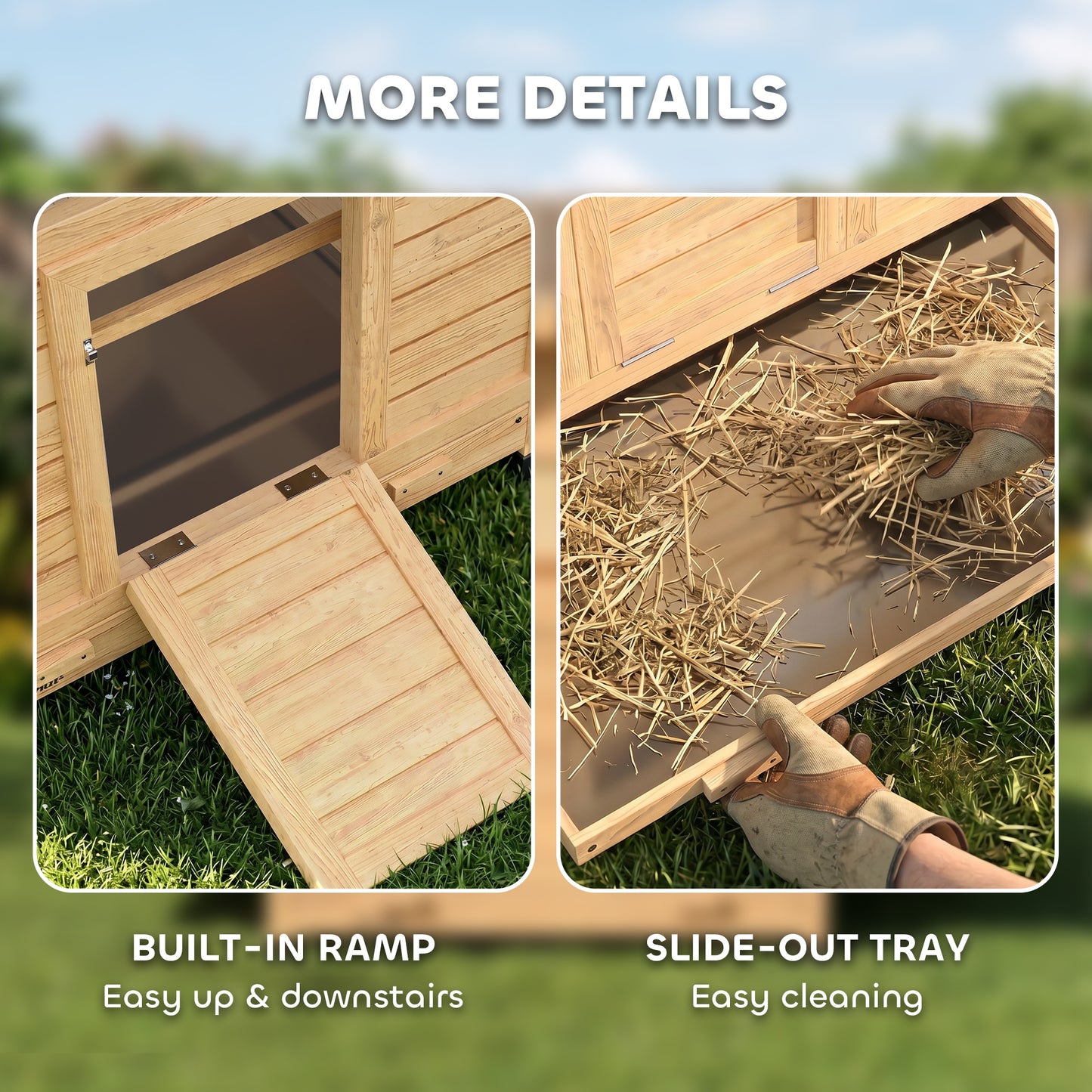 Chicken Coop with Nesting Box, Openable Top, Pull-Out Tray, Yellow