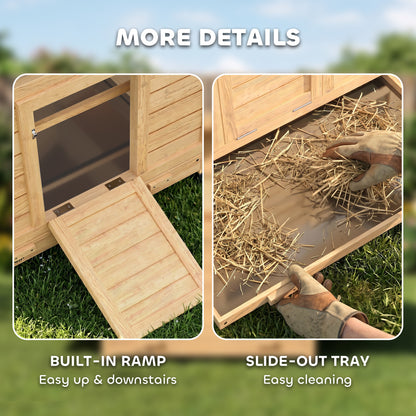 Chicken Coop with Nesting Box, Openable Top, Pull-Out Tray, Yellow