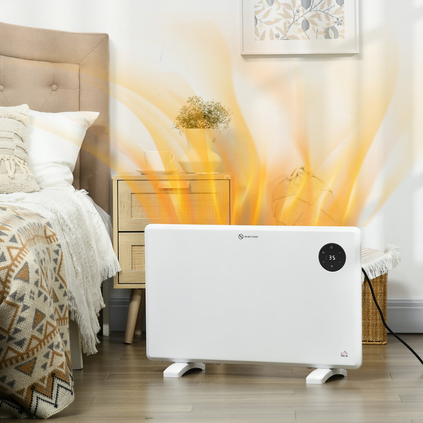 Electric Convector Heater, Quiet Space Heater w/ LED Display, White