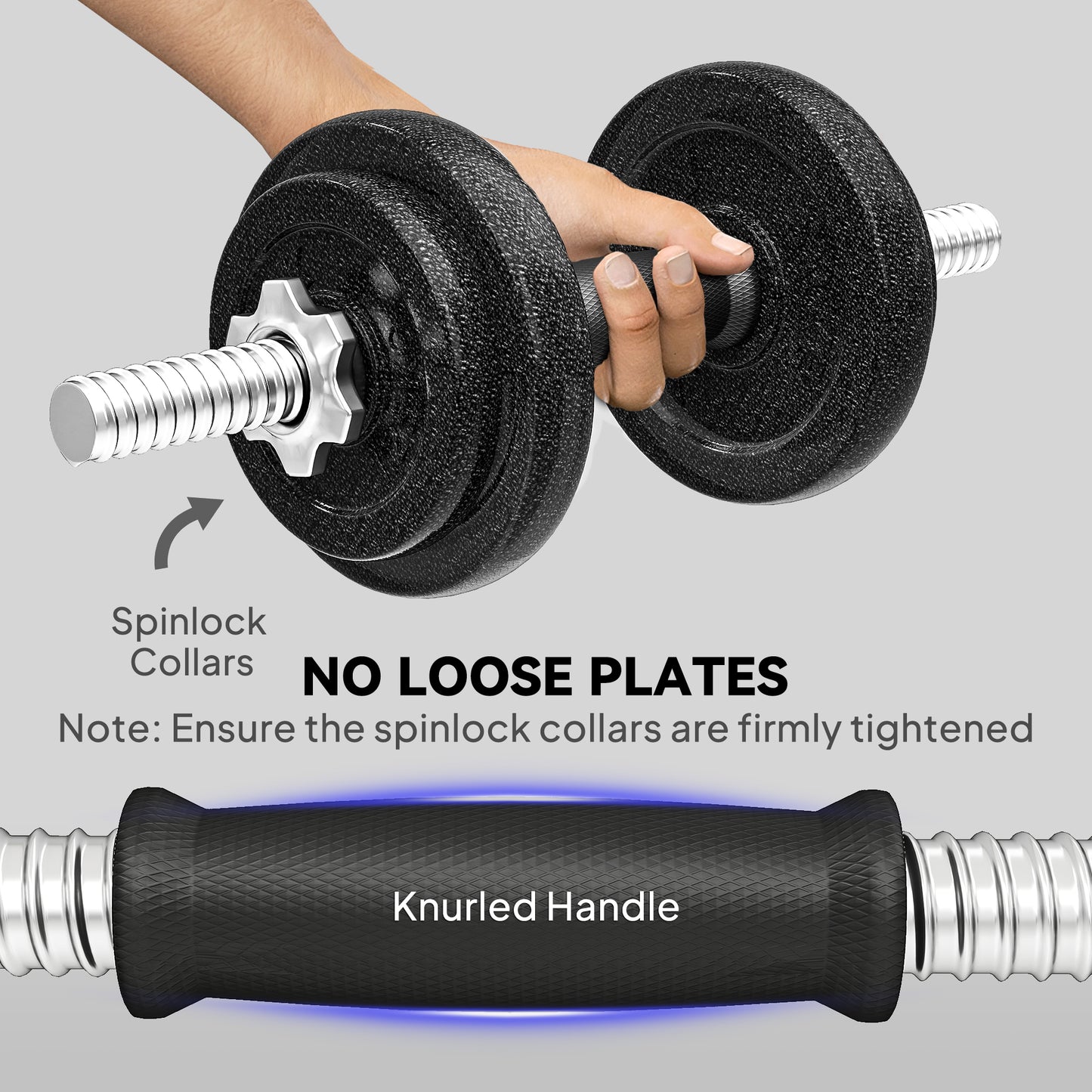 2-in-1 Adjustable Dumbbells Set, 20kg Weights Dumbbells Set