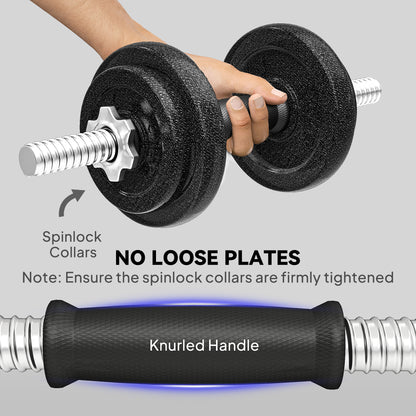 2-in-1 Adjustable Dumbbells Set, 20kg Weights Dumbbells Set