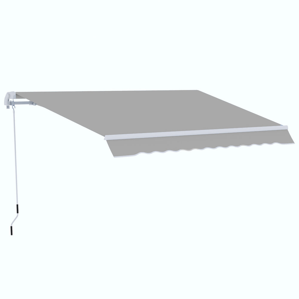 4x2.5m Retractable Manual Awning Window Door Sun Shade Canopy with Fittings and Crank Handle Grey