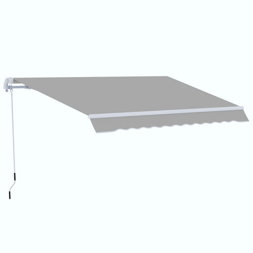 4x2.5m Retractable Manual Awning Window Door Sun Shade Canopy with Fittings and Crank Handle Grey