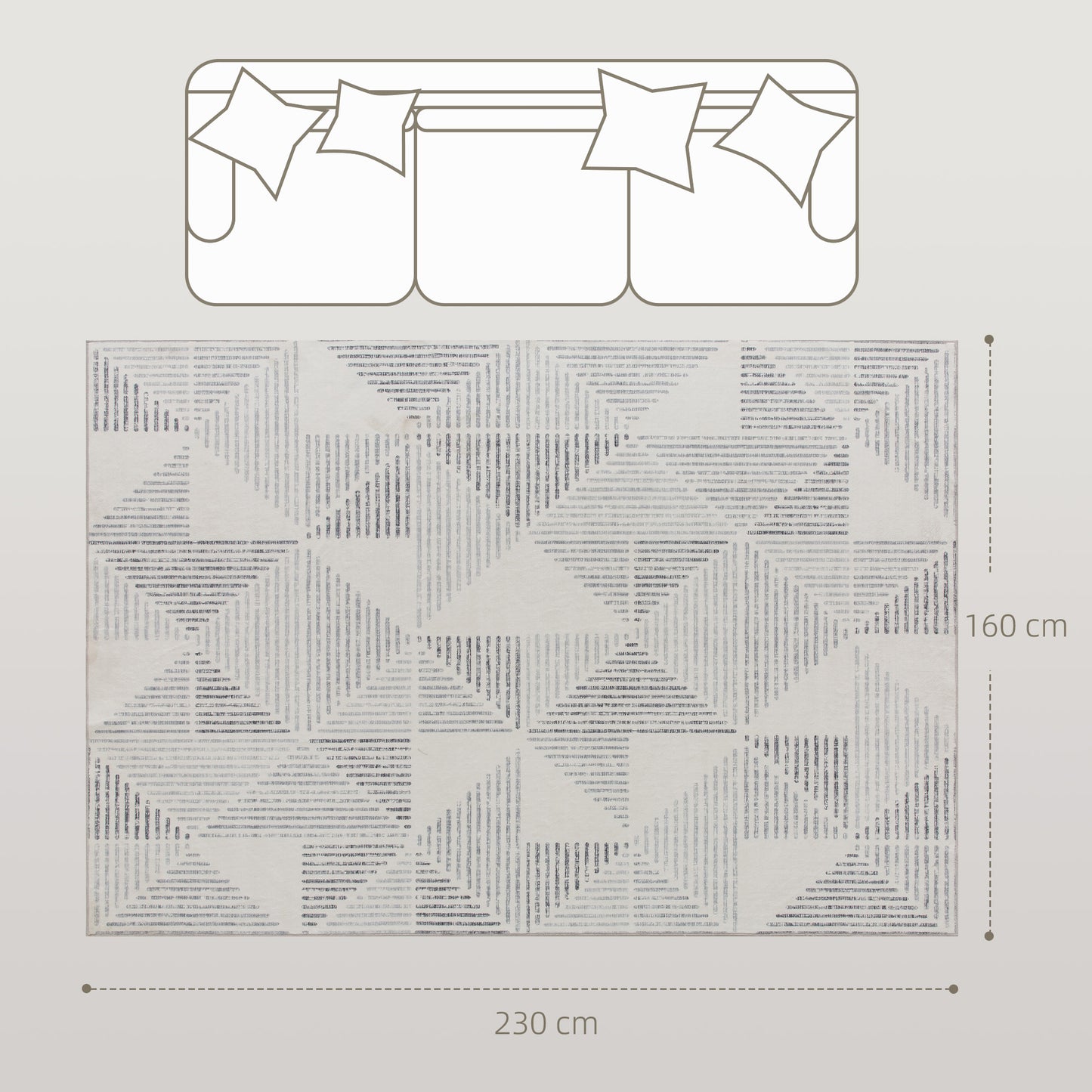 Non-Slip Large Rug for Living Room 230 x 160 cm, Grey