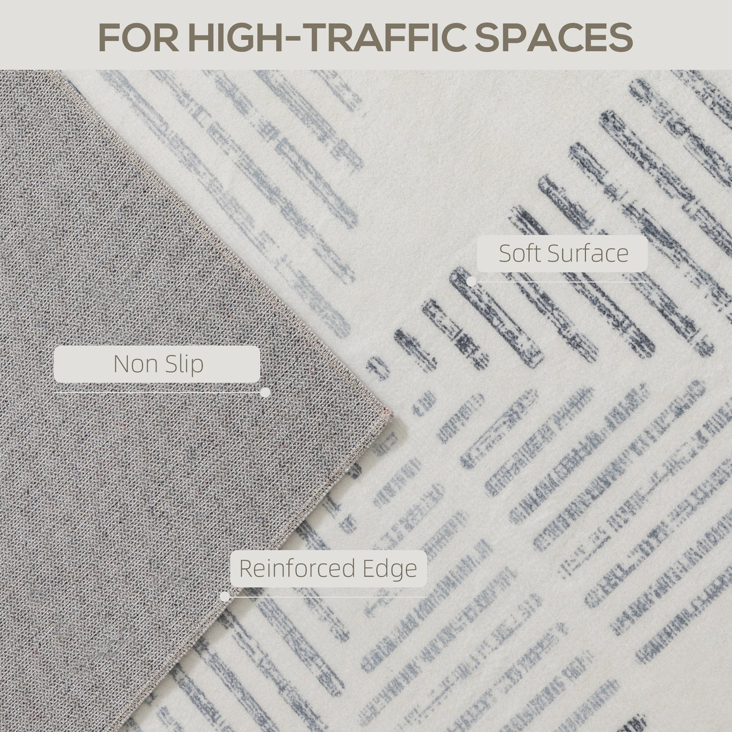 Non-Slip Large Rug for Living Room 230 x 160 cm, Grey