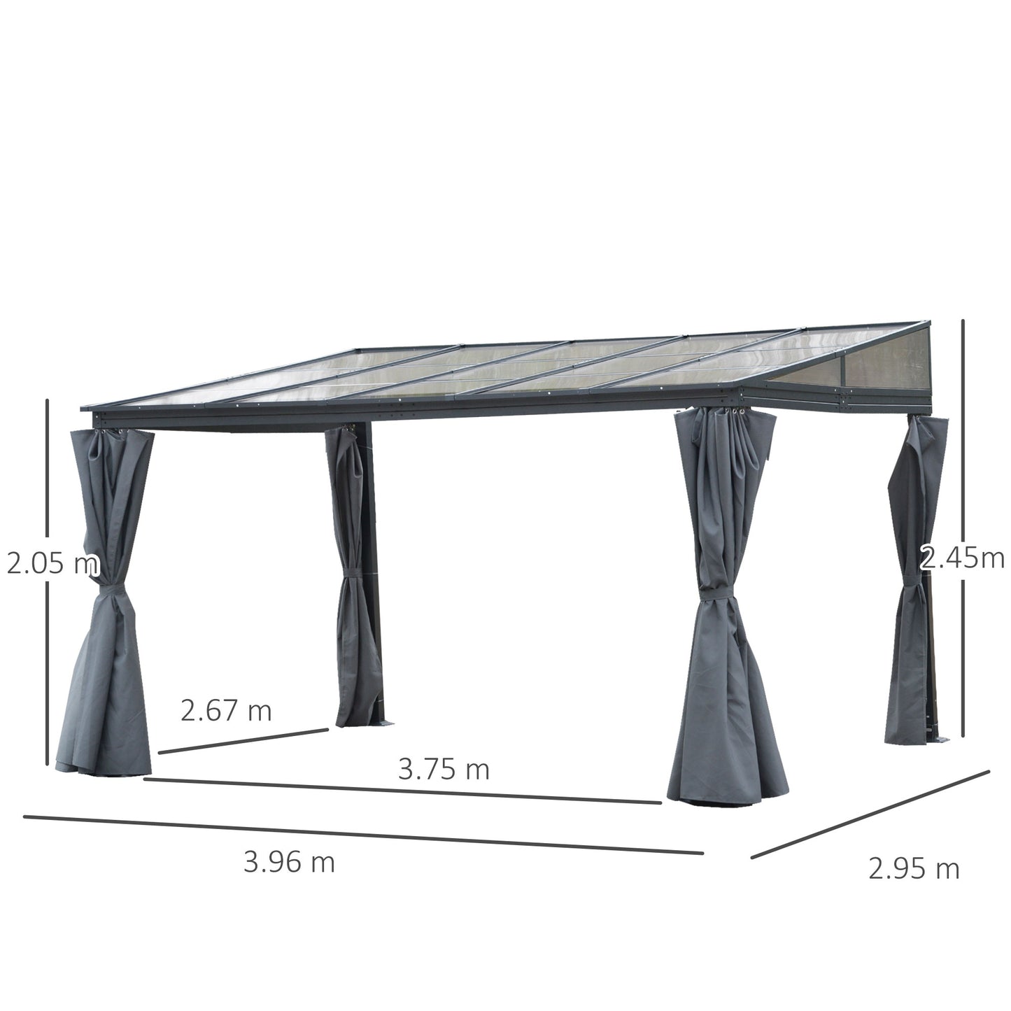 Outdoor Pergola Gazebo Party Tent Garden Sun Shelter 4 x 3m w/ Curtain