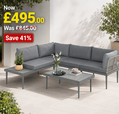 3 Piece L Shaped Rattan Garden Furniture Set, 4 Seater Wicker Outdoor Corner Sofa Set with 2 Loveseats, Wide and Deep Seating, Acacia Wood Top Coffee Table and Thick Cushions, Grey