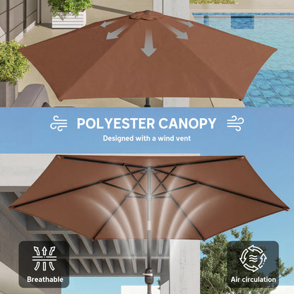 2.6M Garden Parasol Umbrella with Aluminium Pole, Tilt, Crank