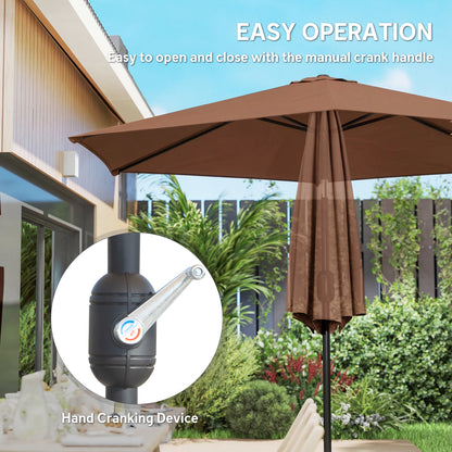 2.6M Garden Parasol Umbrella with Aluminium Pole, Tilt, Crank