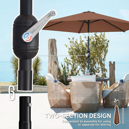 2.6M Garden Parasol Umbrella with Aluminium Pole, Tilt, Crank