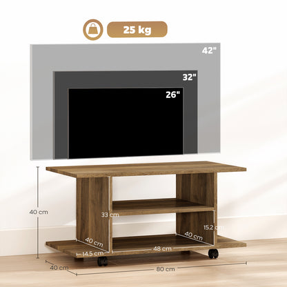 Modern TV Cabinet Stand Storage Shelves Table Mobile Walnut