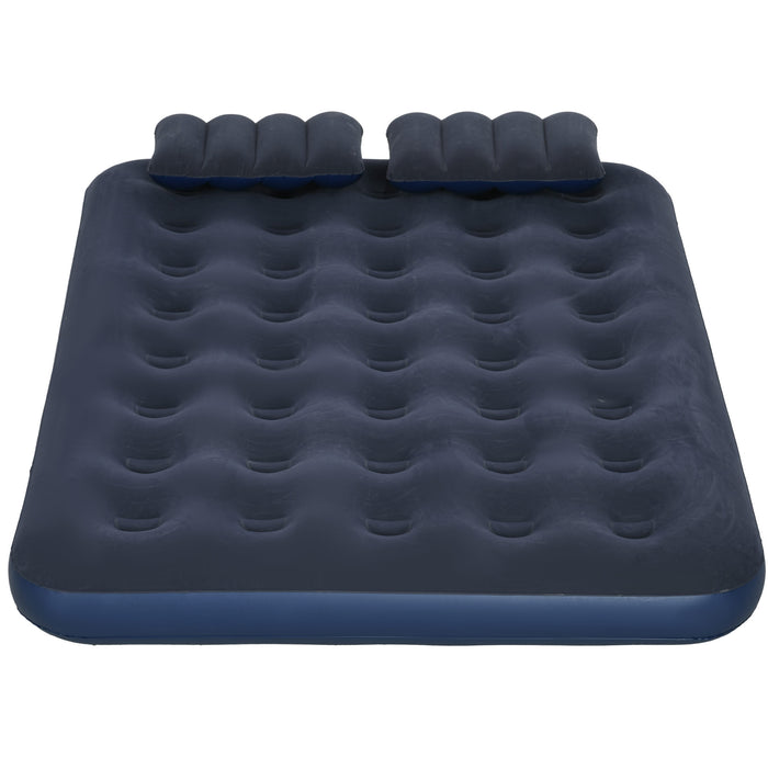 Inflatable Queen Size Air Bed, with Built-In Hand Pump - Blue