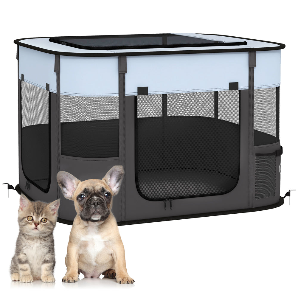 Portable Dog Pen for Puppies, Rabbits, Kittens, Guinea Pigs - Grey