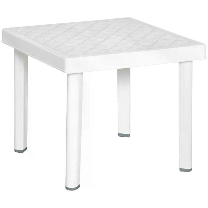 Garden Side Table Outdoor Square Coffee End Table for Drink Snack, White