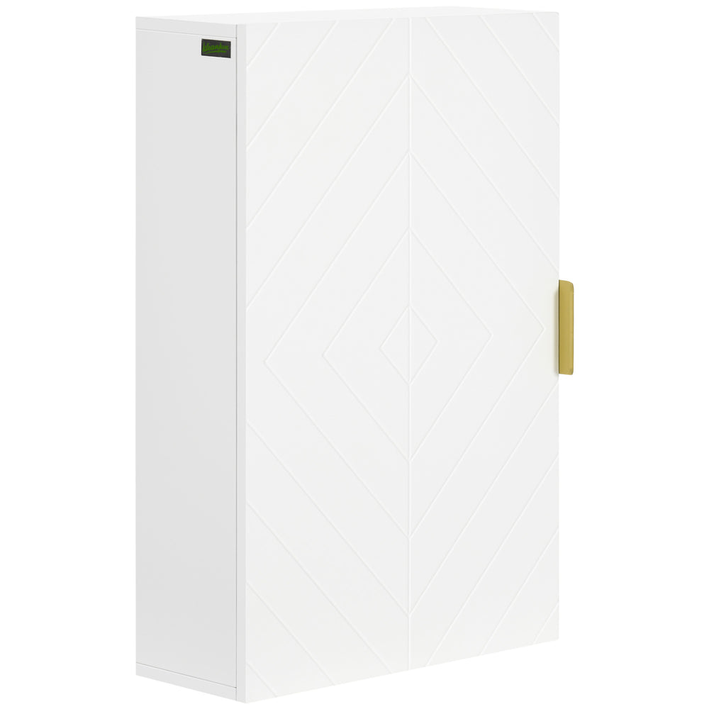 kleankin Bathroom Wall Cabinet, Over Toilet Storage Cupboard with Adjustable Shelves for Hallway, Living Room, White