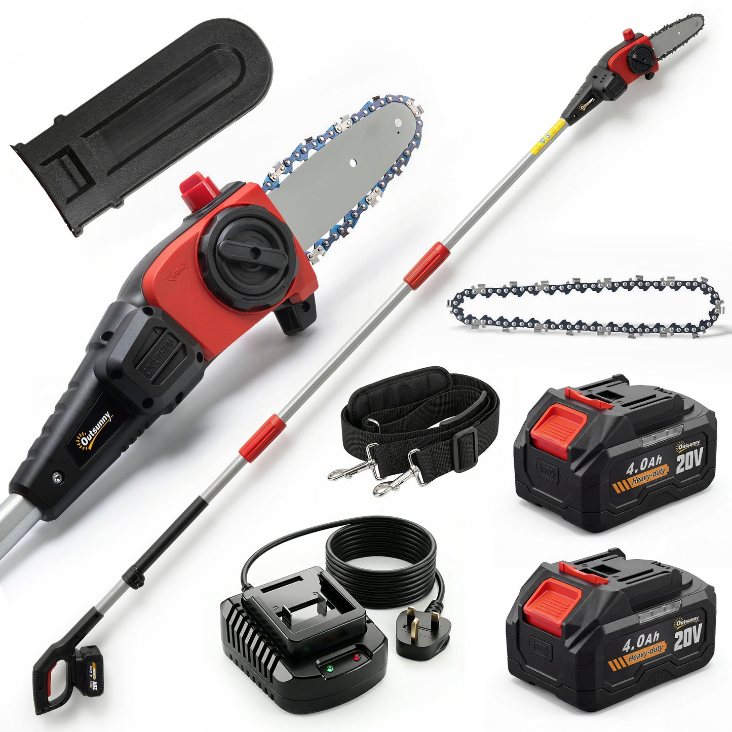 Cordless Pole Chainsaw, 1.94m/2.56m Electric Chainsaw