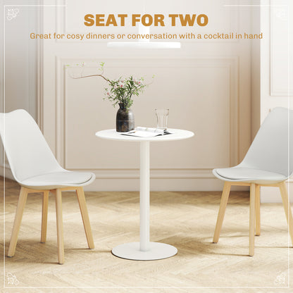Dining Table, 60 cm Round Kitchen Table for 2 with Steel Base, White