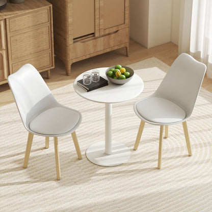 Dining Table, 60 cm Round Kitchen Table for 2 with Steel Base, White