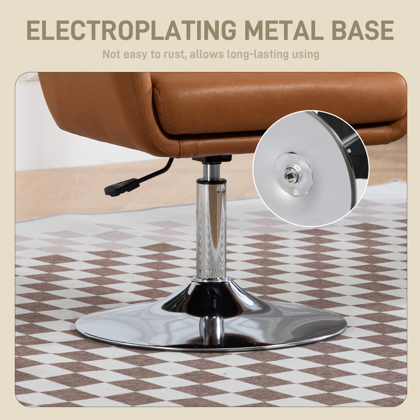 Stylish Retro Swivel Tub Chair Steel Frame Cushion Seat Dark Brown