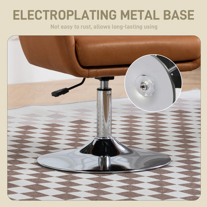 Stylish Retro Swivel Tub Chair Steel Frame Cushion Seat Dark Brown
