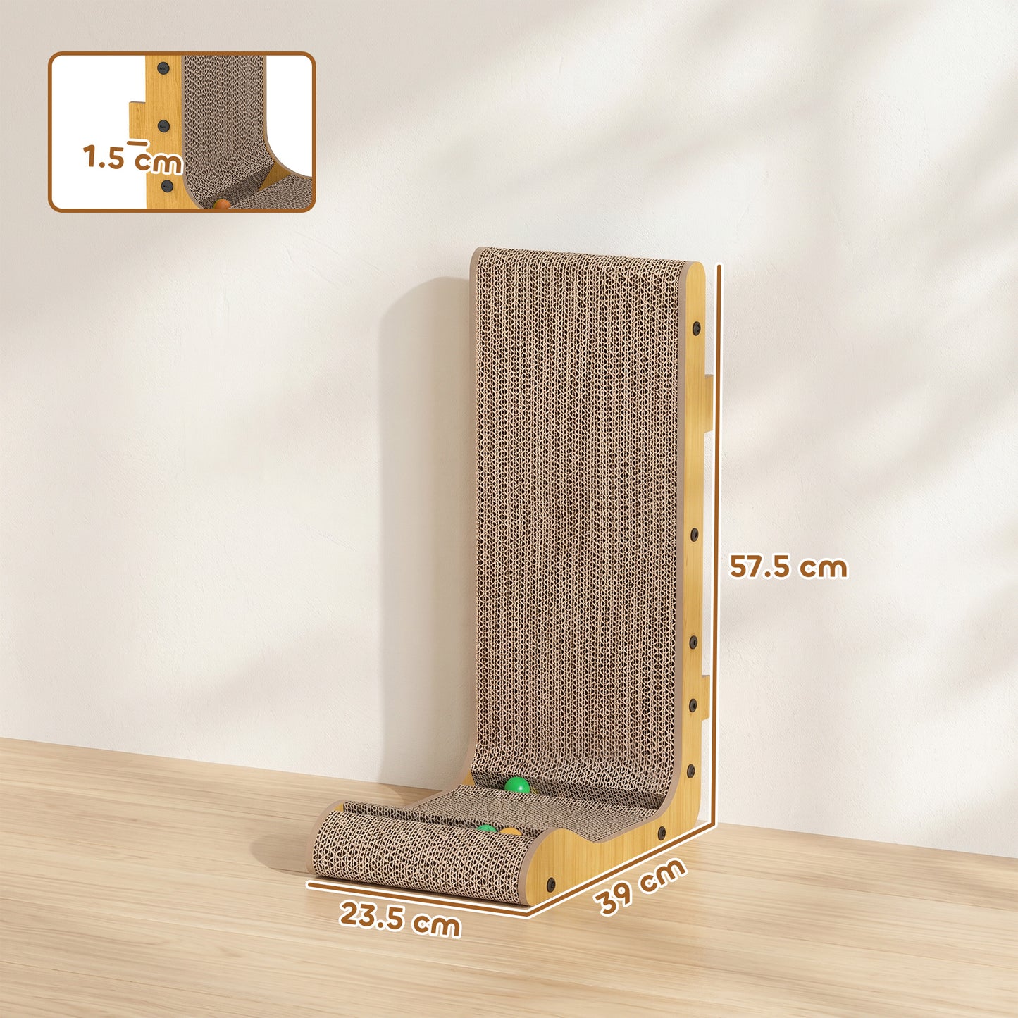 Cat Scratching Board Wall Mounted 57.5H cm Brown