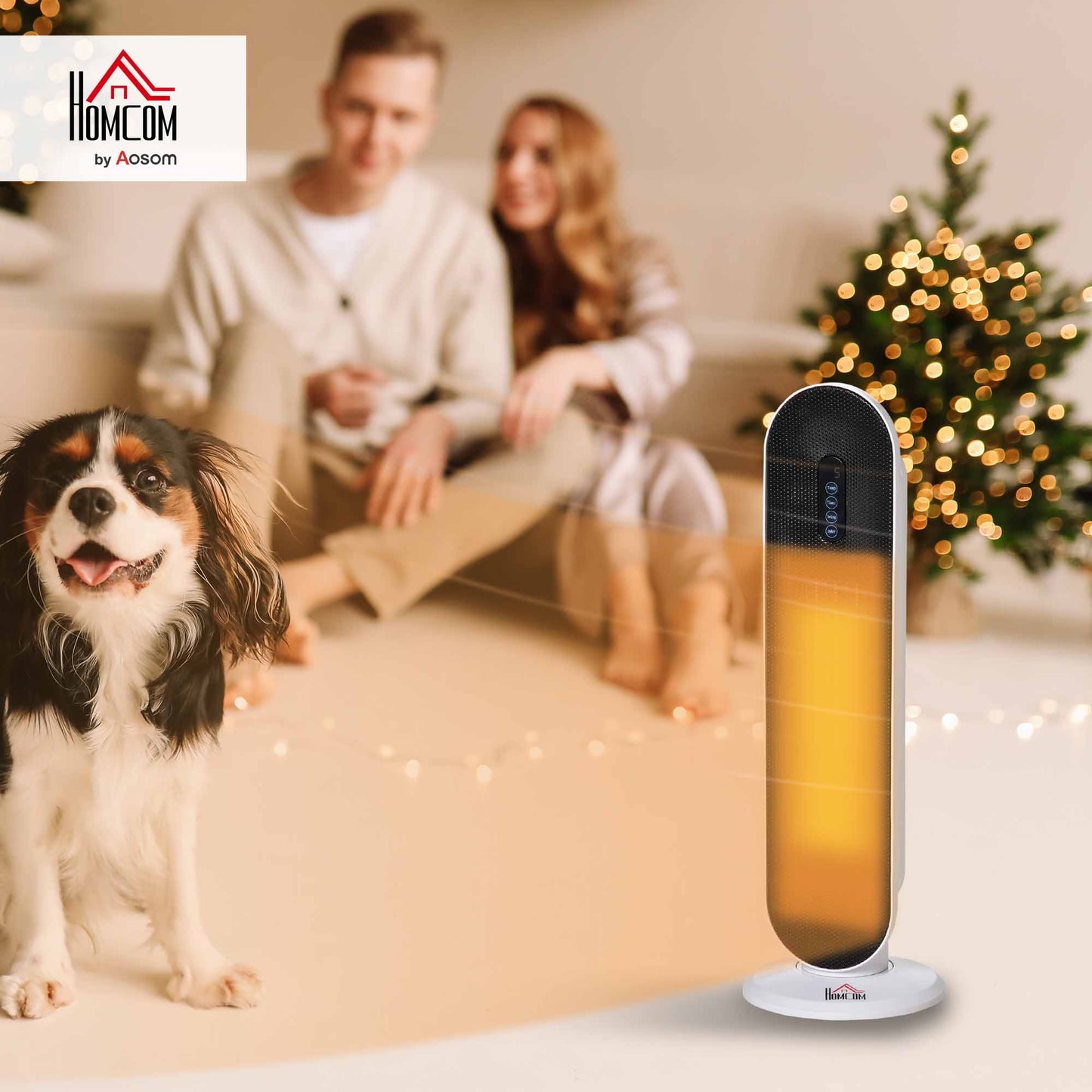 Ceramic Space Heater Tower Heater with 45-degree Oscillation, White