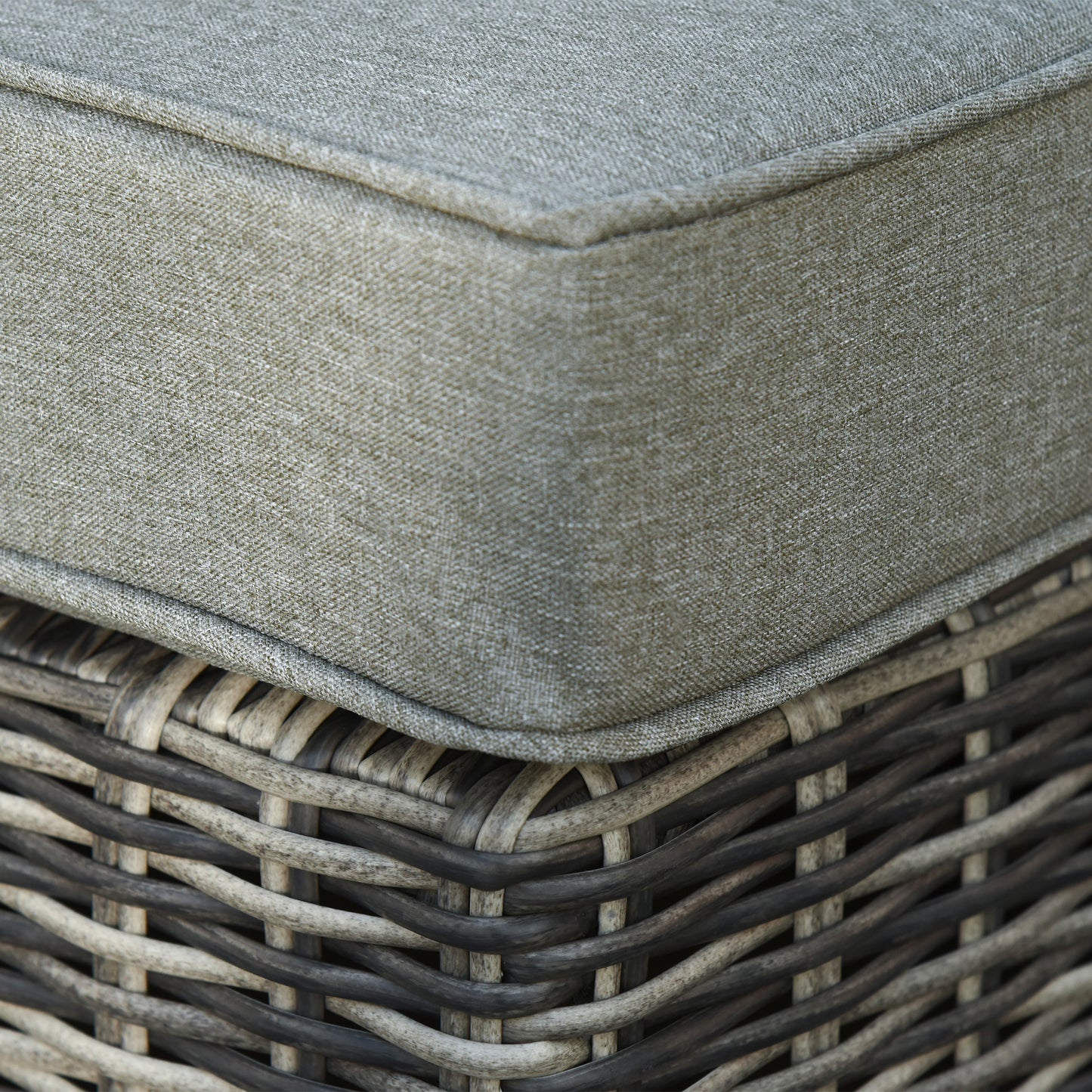 2 Seater Rattan Garden Furniture Set w/ Tall Glass-Top Table Aluminium Frame Balcony Set, Mixed Grey