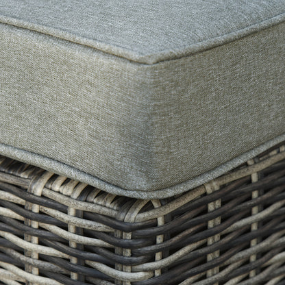 2 Seater Rattan Garden Furniture Set w/ Tall Glass-Top Table Aluminium Frame Balcony Set, Mixed Grey