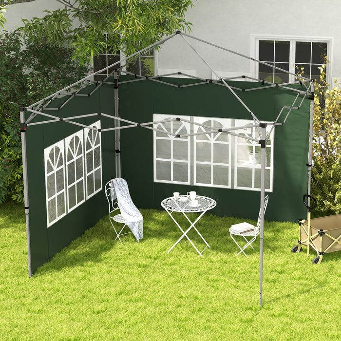 Gazebo Side Panels, Sides Replacement with Window for 3x3(m) or 3x4m Pop Up Gazebo, 2 Pack, Green