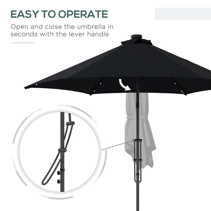 3(m) Garden Parasol Cantilever Umbrella with Solar LED, Cross Base and Waterproof Cover, Black