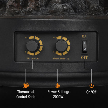 Electric Fireplace Stove with Realistic Flame, Fire Place, Black