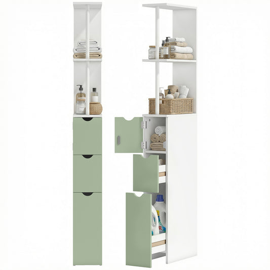 Freestanding Bathroom Storage Cabinet with 2-Tier Shelf, Light Green