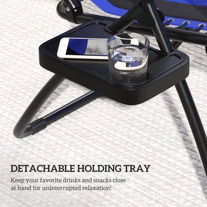 2 Pcs Zero Gravity Lounger Chair, Folding Reclining Chair, Blue