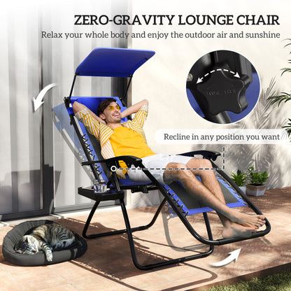 2 Pcs Zero Gravity Lounger Chair, Folding Reclining Chair, Blue